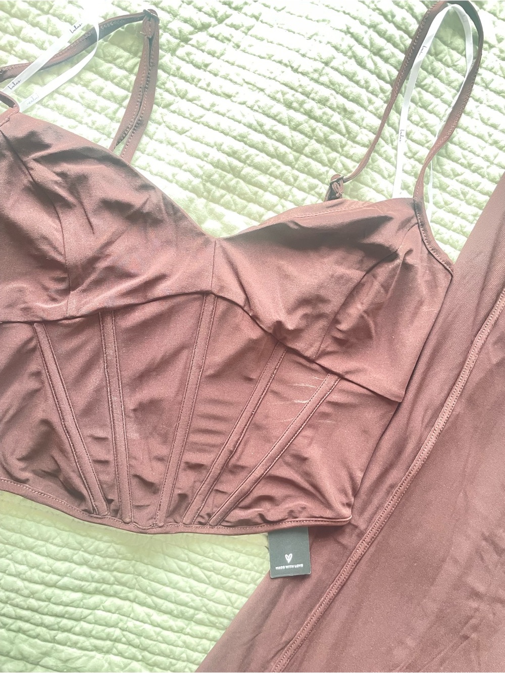 Lulus Skyela Dark Brown Bustier Two-Piece Maxi Dress.  Medium top Large skirt - Picture 6 of 9